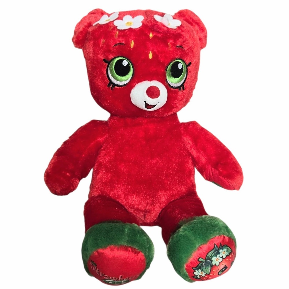 Build A Bear Shopkins Strawberry Kiss Bear 16" Plush Kawaii Retro Nostalgia Toy
